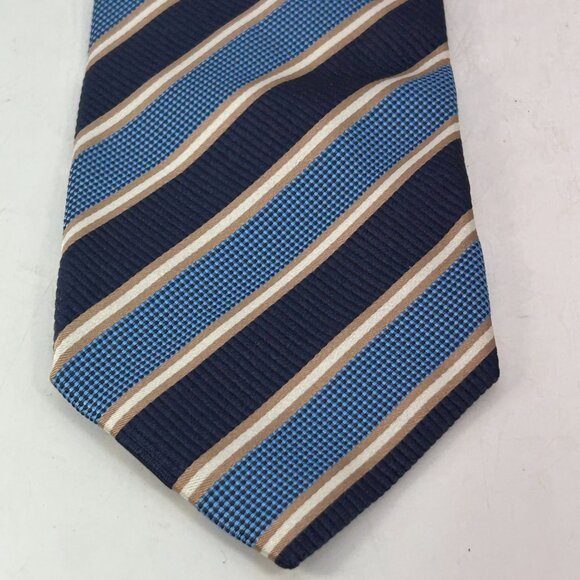 Ermenegildo Zegna Woven Silk Repp Blue Striped MensNecktie heavy diagonal - Picture 8 of 8